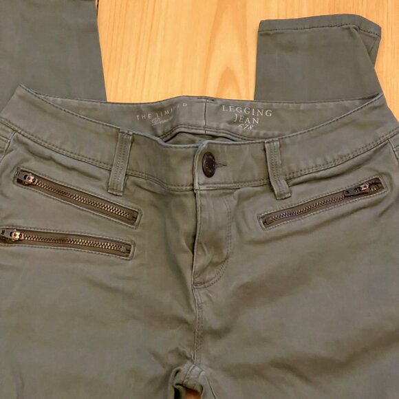 The Limited Denim Legging Jean Size 0 Olive Green skinny leg - Picture 4 of 10
